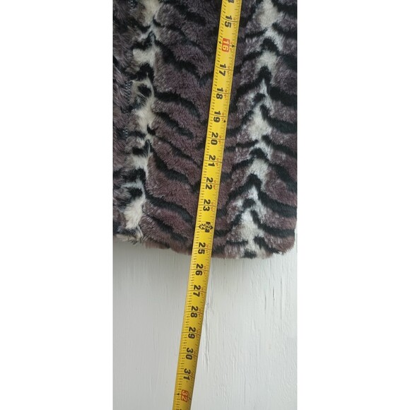 Vintage 90s Questions Faux Fur Womens Med Vest Full Zip Tiger Print Mob Wife Y2k - Picture 5 of 7